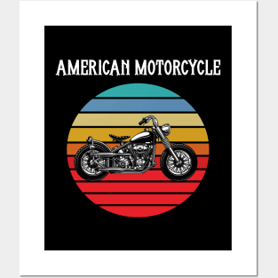 Motorcycle Vintage Sunset Posters and Art